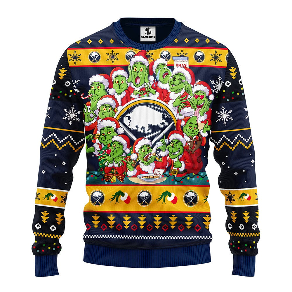 Buffalo Sabres 12 Grinch Xmas Day Ugly Christmas Sweater