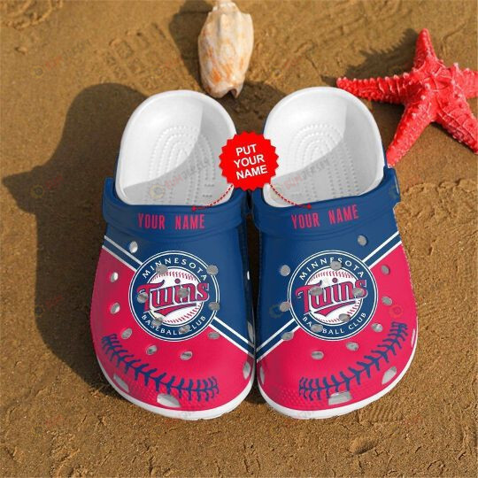 Minnesota Twins Logo Custom Name Crocs Classic Clogs Shoes In Red Blue – Aop Clog