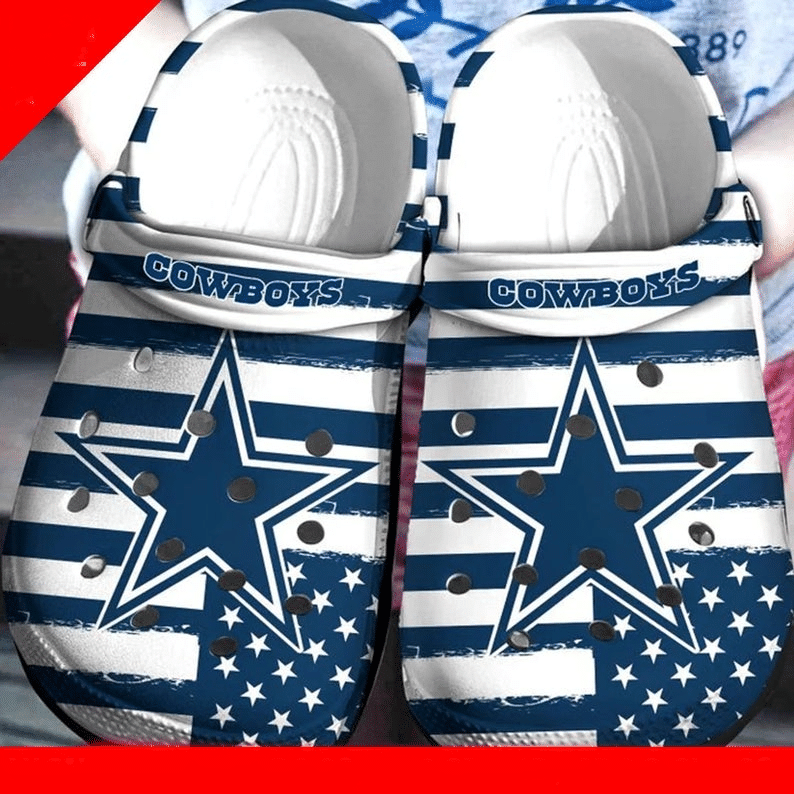 Dallas Cowboys Team Crocs Crocband Clog Comfortable Water Shoes