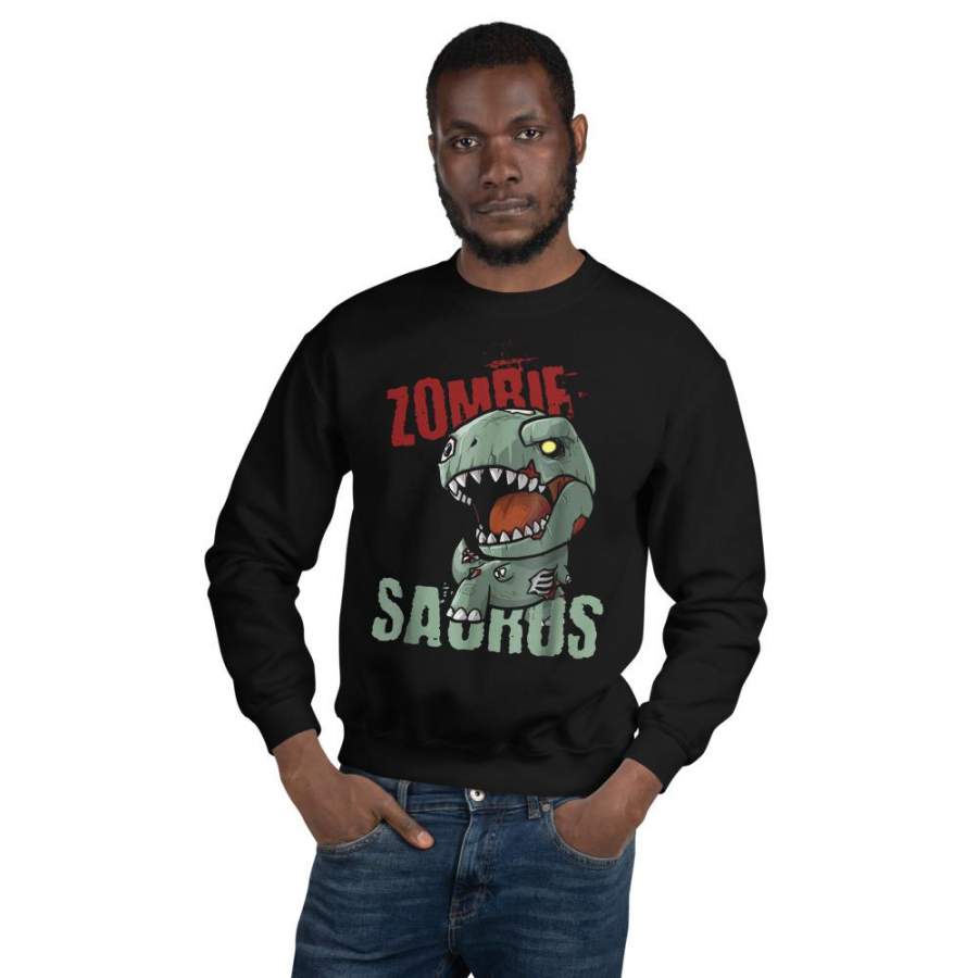 Zombie Saurus Halloween Sweatshirt Dinosaur Costume T-Rex Gifts