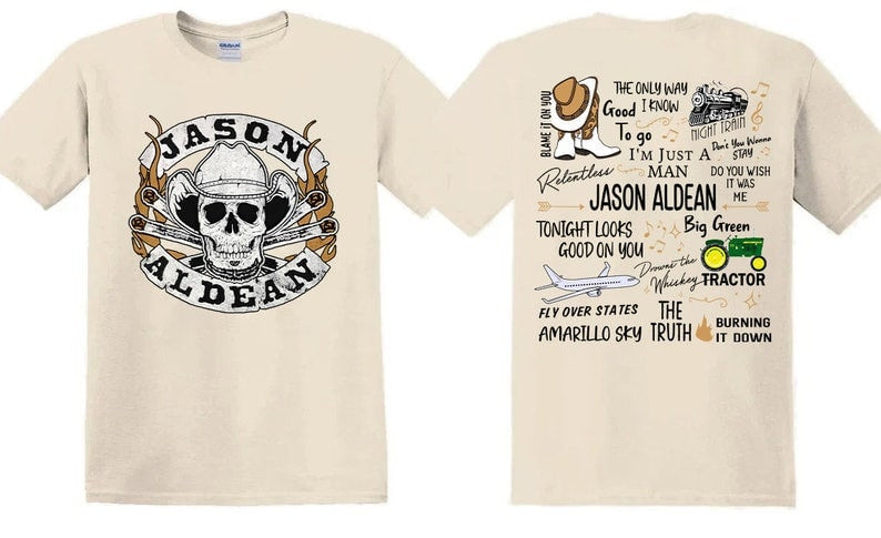 Jason Aldean Cowboys Skull Boots And Hat T-Shirt, Jason Aldean Album Tour 2023 Shirt, Jason Aldean Cowboys Graphic Shirt