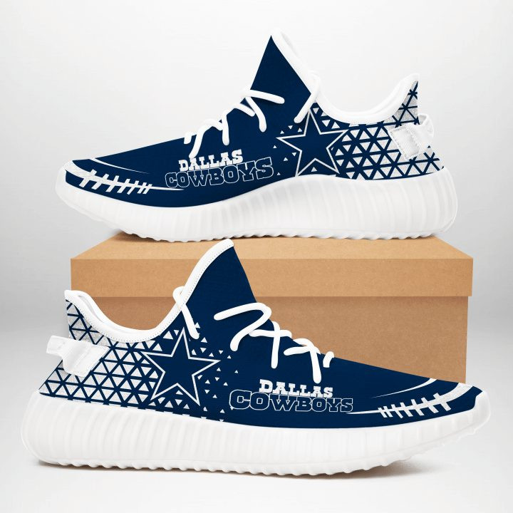 Yeezy Shoes Nfl Dallas Cowboys Dark Blue Logo Net Yeezy Boost Sneakers