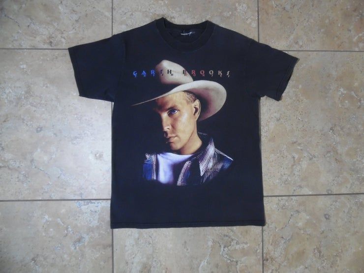 Vtg Garth Brooks Fresh Horses Country Rock Band Concert Tour Black Shirt