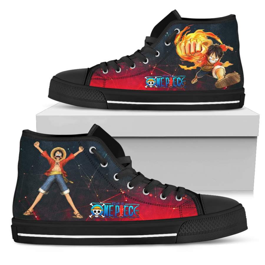 Monkey D. Luffy Sneakers One Piece High Top Shoes Manga Fan H12062