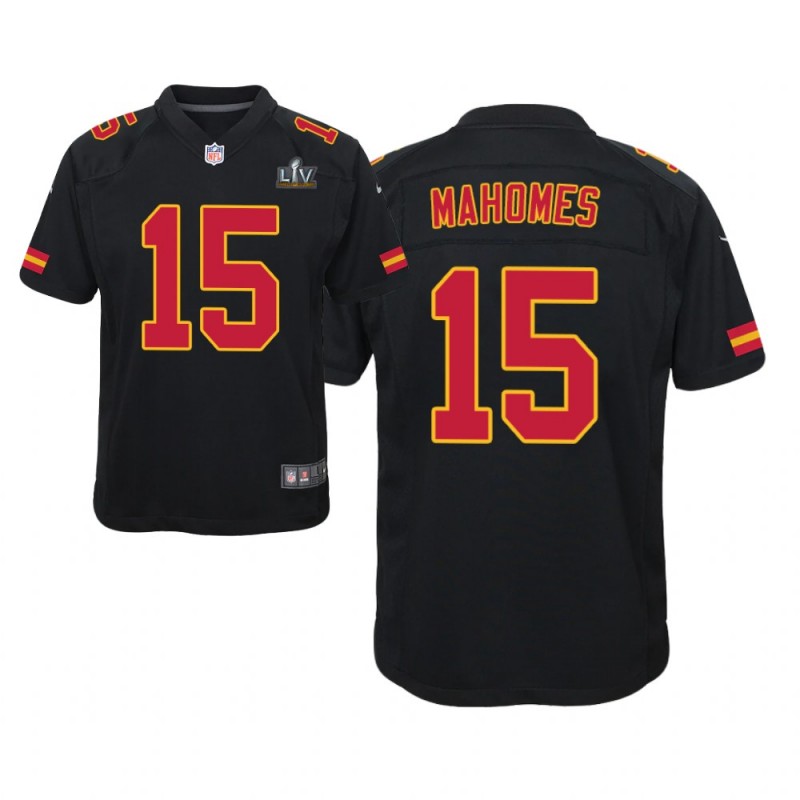 Youth Kansas City Chiefs #15 Patrick Mahomes Black Super Bowl Lv Game Jersey