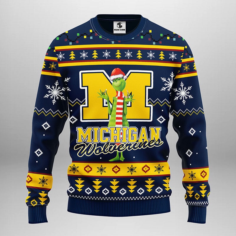 Michigan Wolverines Funny Grinch Ugly Christmas Sweater