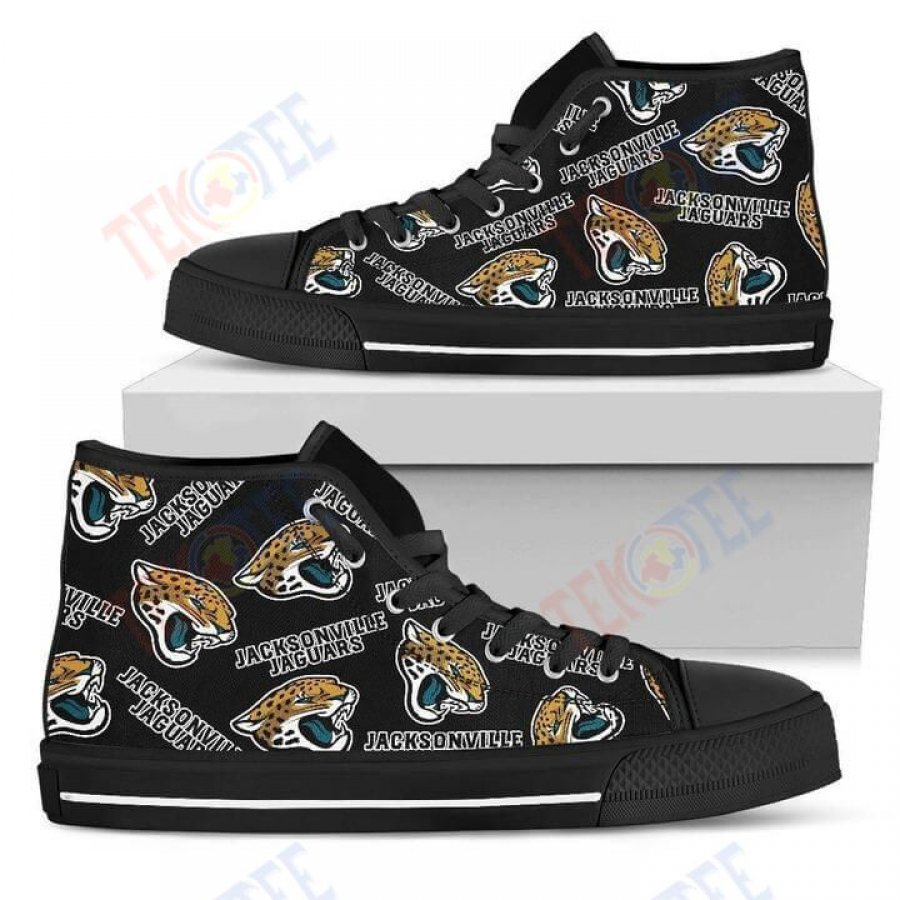 Mens Womens Script Logo Pattern Jacksonville Jaguars High Top Shoes TMT501