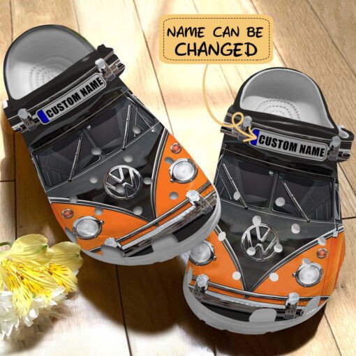 Love Campervan Custom Name In Dark Orange Crocss Crocband Clog Comfortable Water Shoes