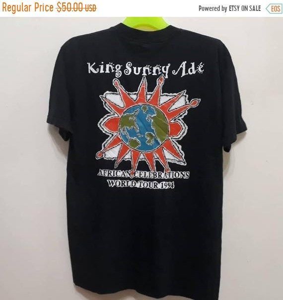 Vtg 1994 King Sunny Ade Shirtpromo African Celebrations World Tour Concert Juju Africa Pop Music 90S Tops Musician Shirt