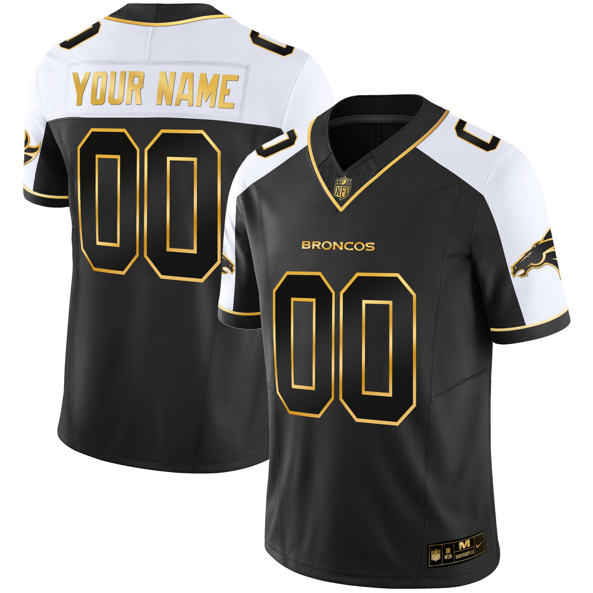 Denver Broncos Gold Vapor Limited Custom Jersey – All Stitched ...