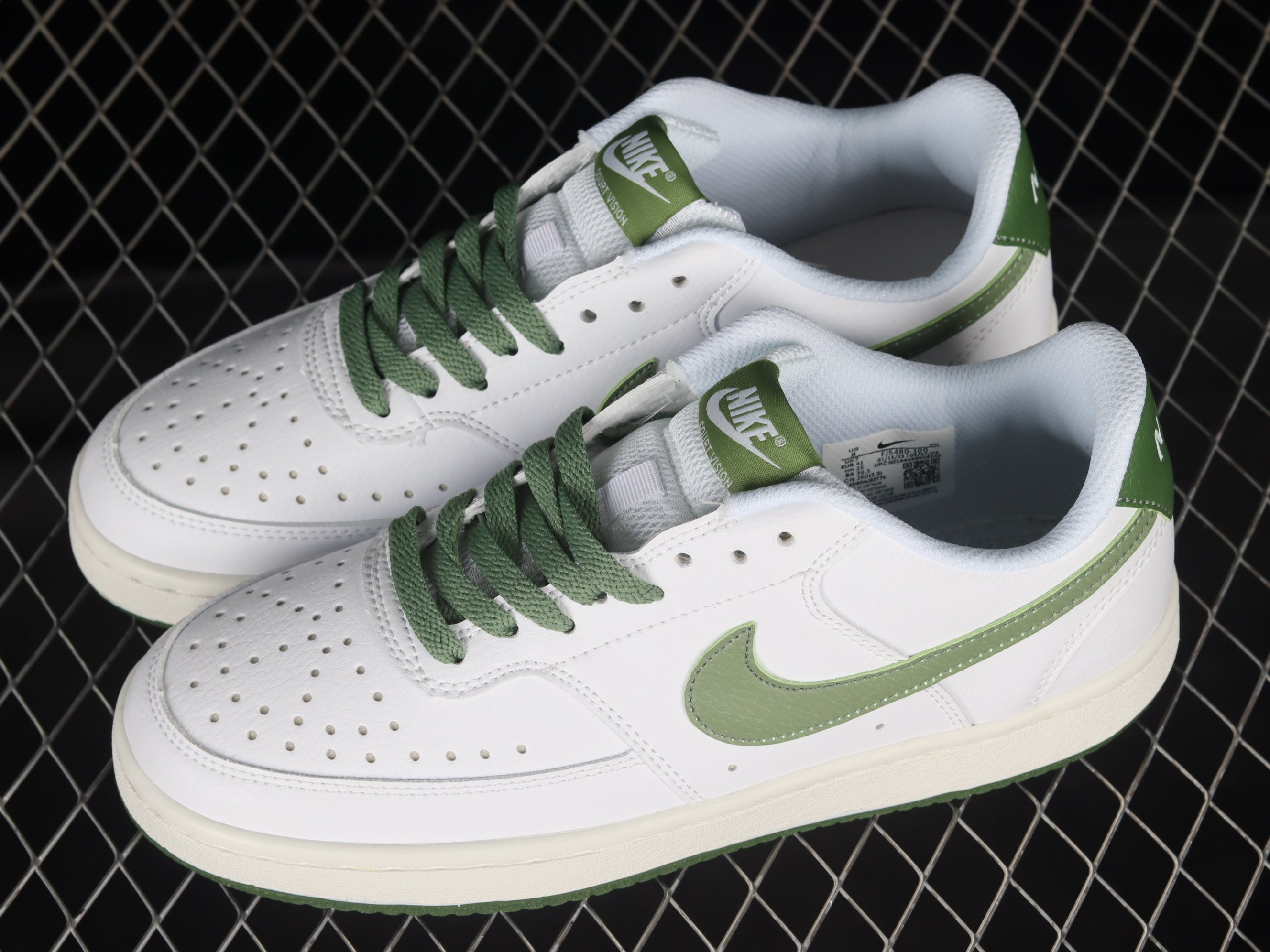 Nike Court Vision Low WhiteTreelineSailOil Green Shoes Sneakers SNK614315397