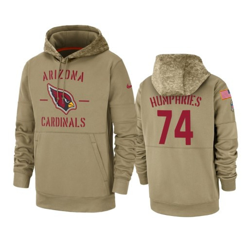 Arizona Cardinals D.J. Humphries Tan 2019 Salute To Service Sideline Therma Pullover Hoodie