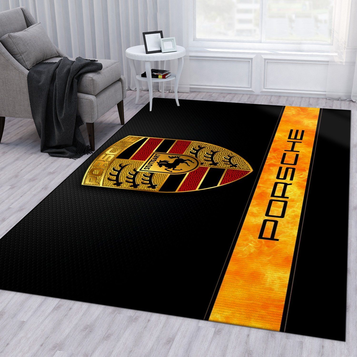 Porsche Logo Ver10 Area Rug Living Room Rug Home Decor Area Rug For Living Room Bedroom Rug Home Decor