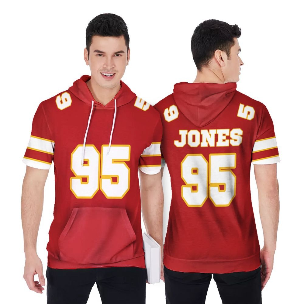 Kansas City Chiefs Chris Jones 95 Great Player Red Game Jersey Style Gift For Chiefs Fans Jones Lovers Short Sleeve Hoodie