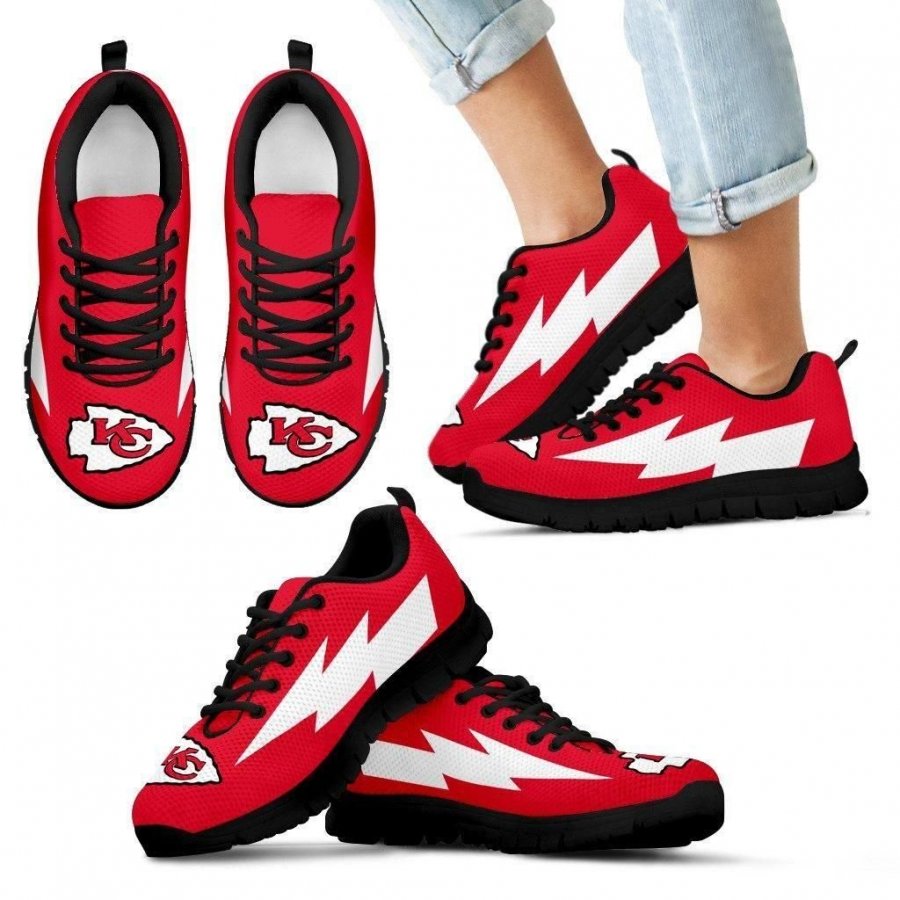 Incredible Kansas City Chiefs Sneakers Thunder Lightning Amazing Logo #633