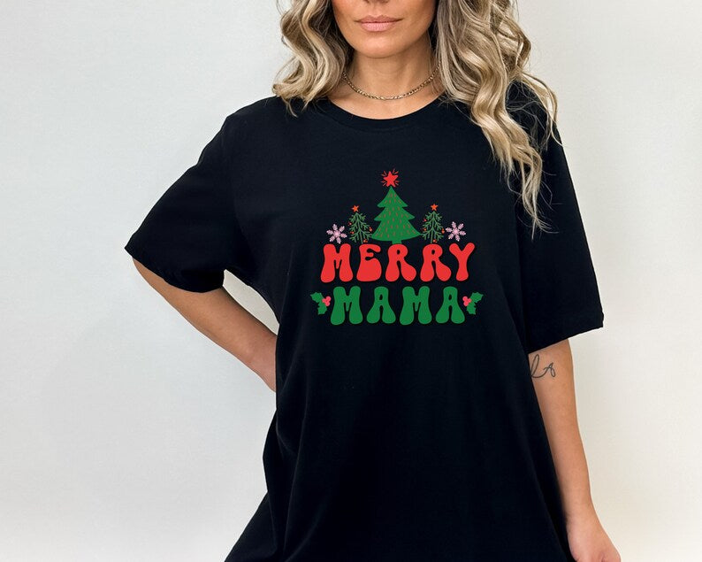 Merry Mama Christmas Shirts, Christmas Mom Shirt, Christmas Shirt For Women Mama Shirt,Christmas Gift For Mom,Christmas Shirt