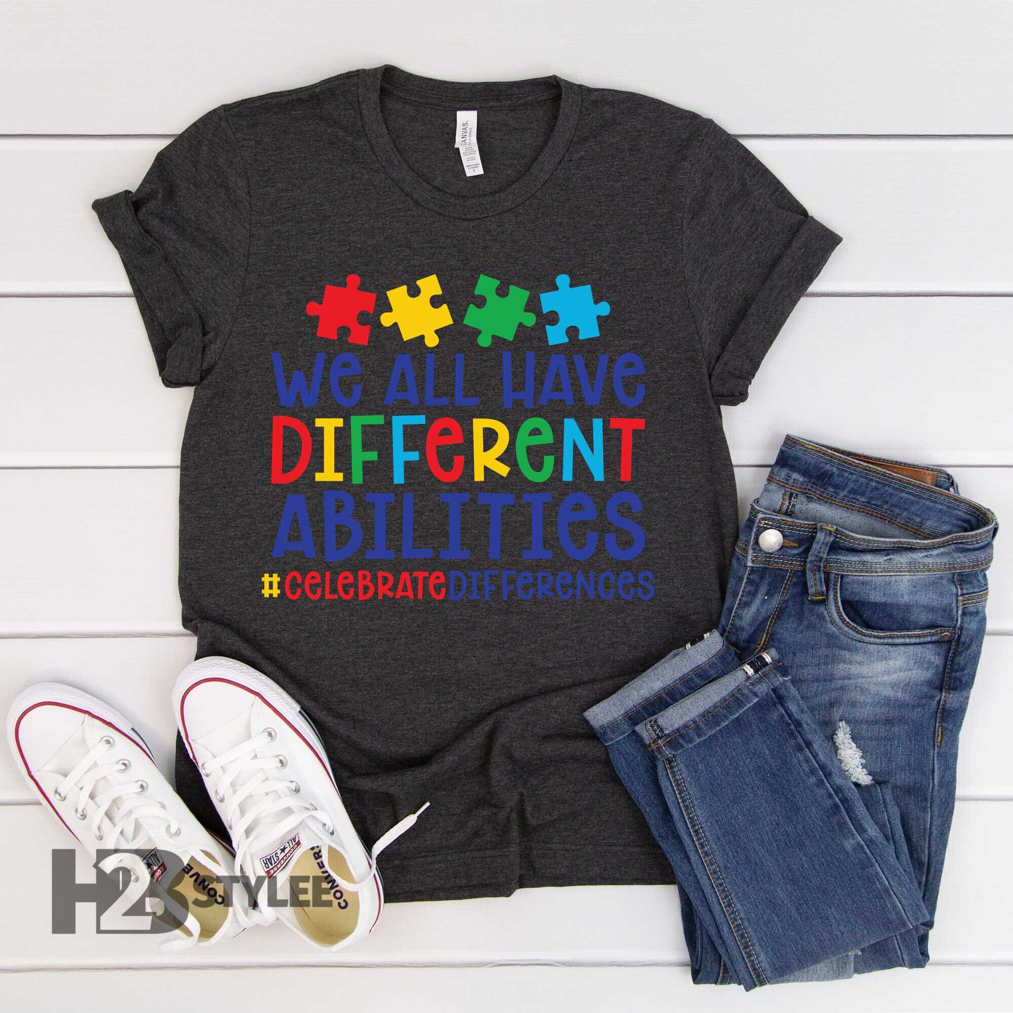 We All Have Different Abilities Autism Awareness Support Gift Neurodiversity Special Education Unisex T Shirt, Sweatshirt, Hoodie