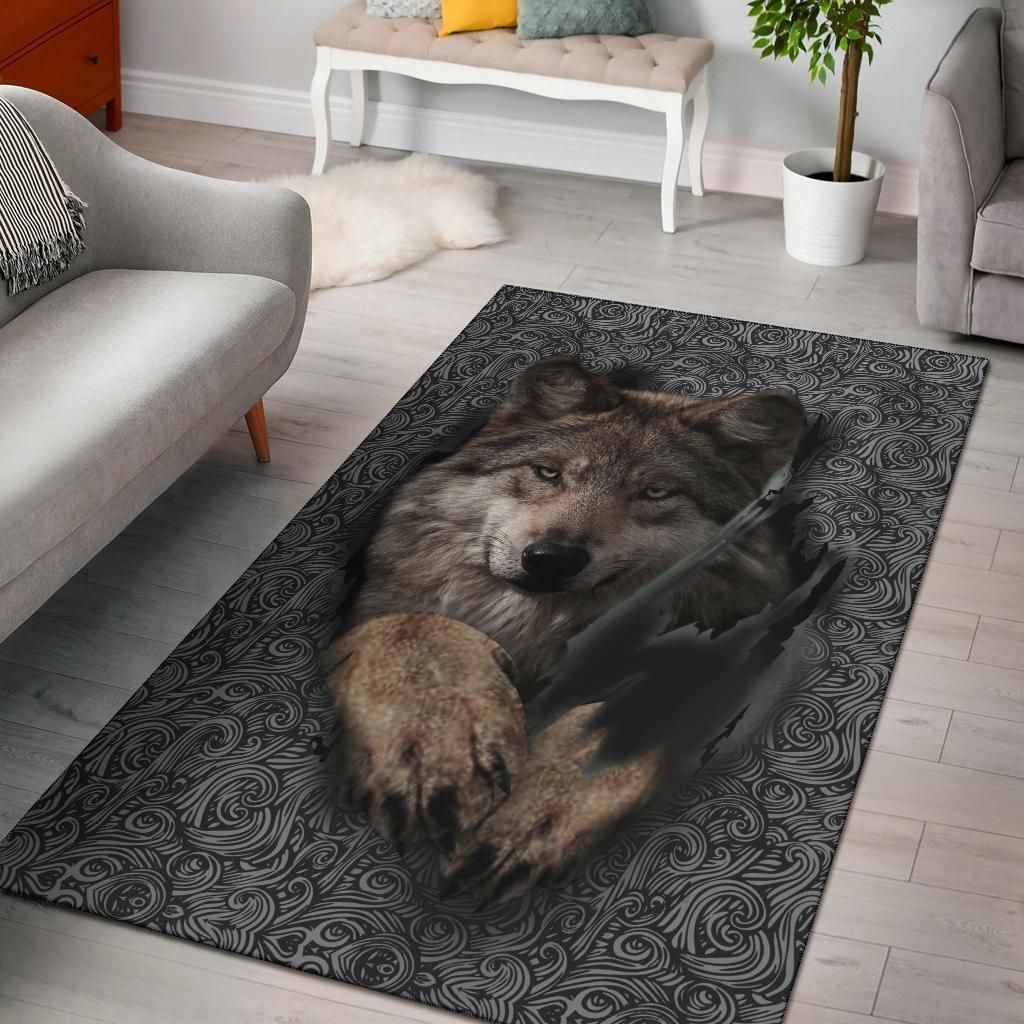 Wolf Escape Native American Area Rug Carpet Area Rug For Living Room Bedroom Rug Home Decor