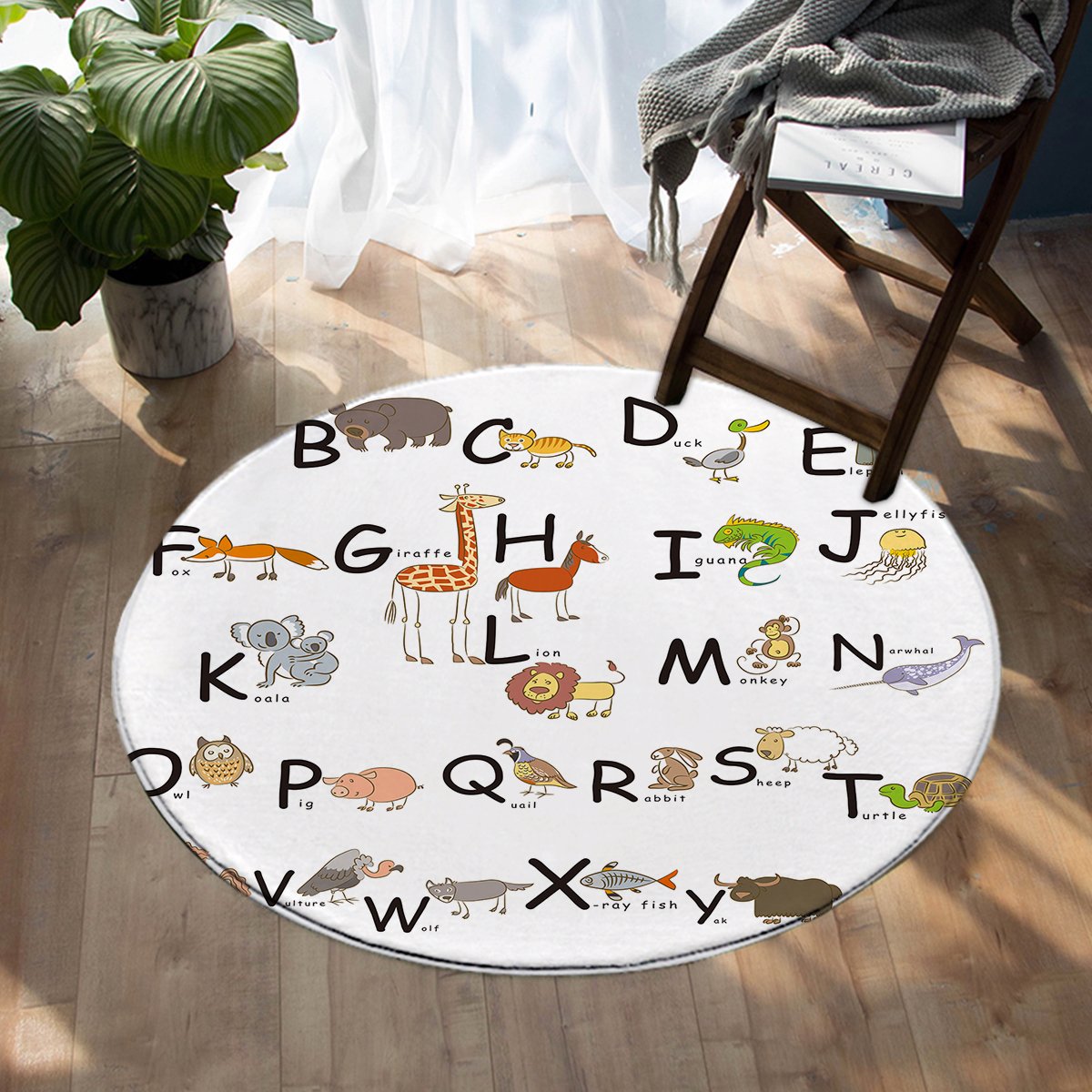 Animal Alphabet SW0498 Round Rug