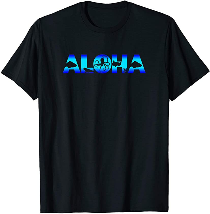 Aloha Hawaii Hawaiian Vacation Travel Beach Ocean Animals T-Shirt