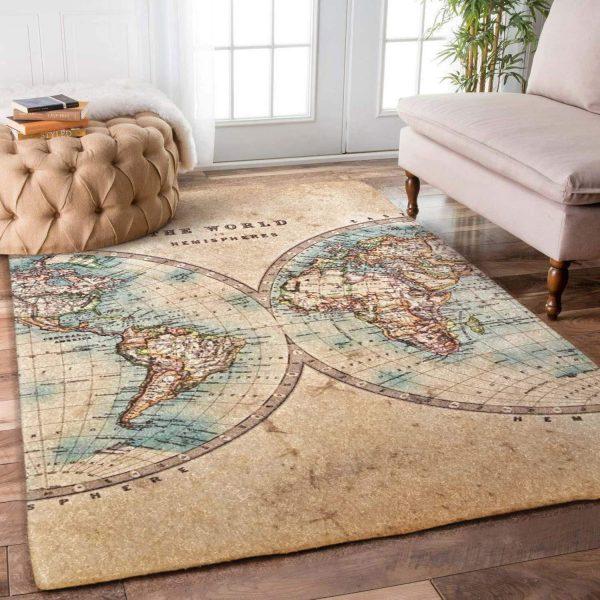 World Map Home Decor Rectangle Area Rug 8