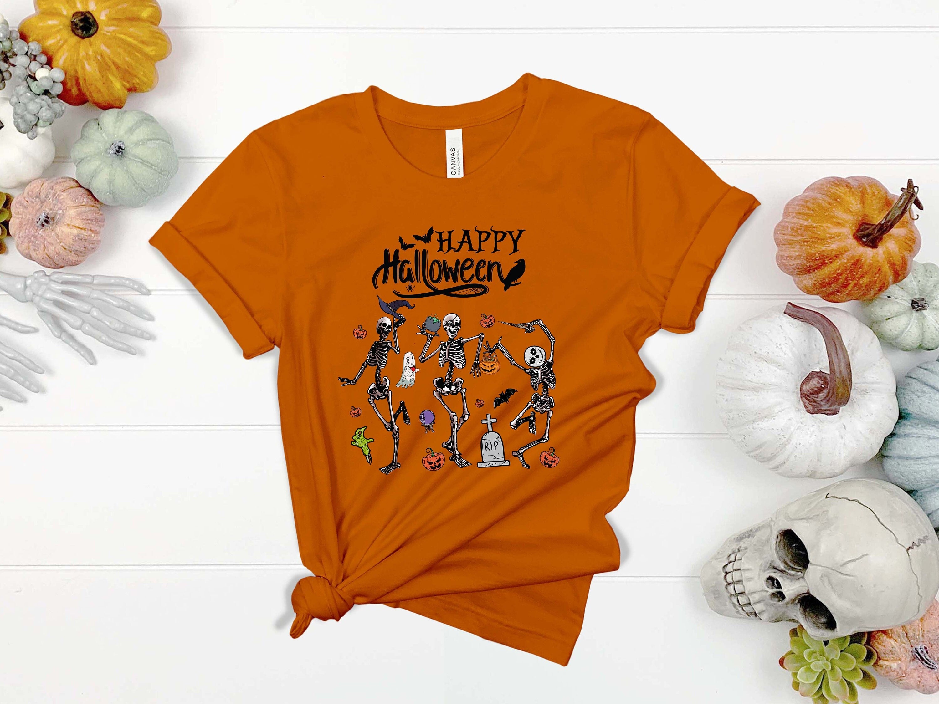 Happy Halloween Shirt Gift For Dancers, Dancing Skeleton Shirt, Goth Tee, Halloween Party, Skeleton Tee