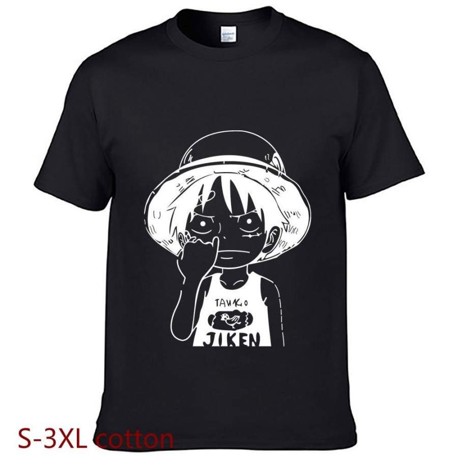 ONE PIECE LUFFY Mens T-shirt Animation Comic Black Fashio Cosplay Happy Yohe S-3XL