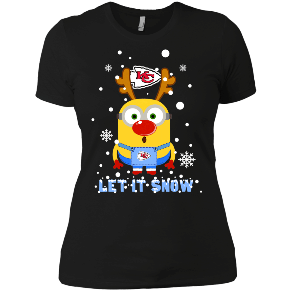 Check out this awesome Minion Kansas City Chiefs Ugly Christmas Sweaters Let It Snow Women’s T-Shirt