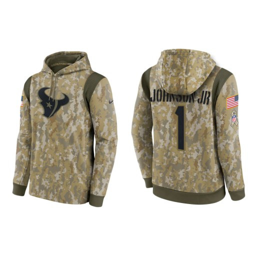 Lonnie Johnson Jr. Houston Texans Camo 2021 Salute To Service Veterans Day Therma Pullover Hoodie