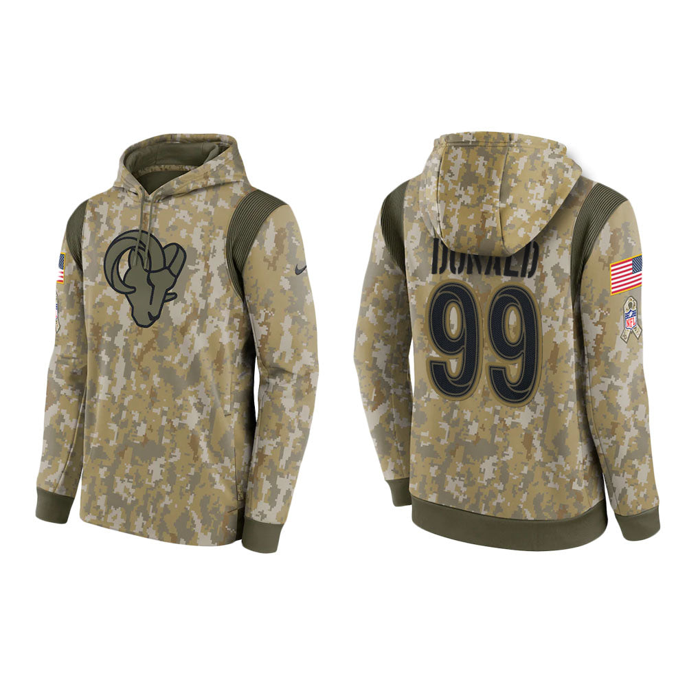 Aaron Donald Los Angeles Rams Camo 2021 Salute To Service Veterans Day Therma Pullover Hoodie