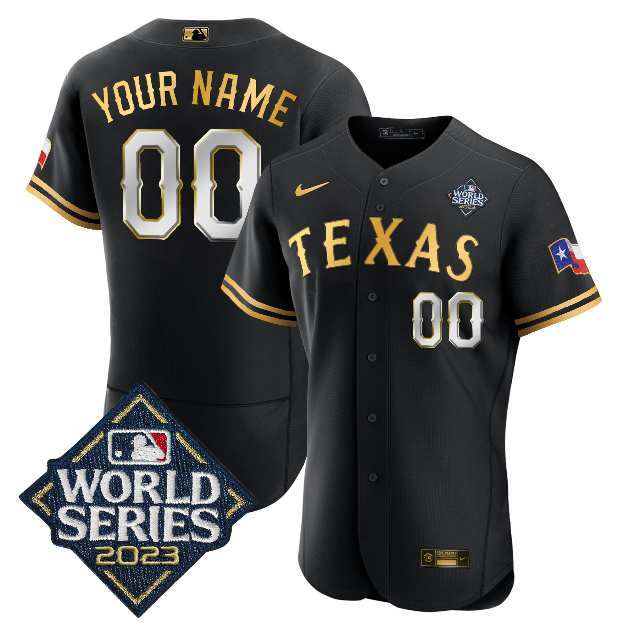 Texas Rangers 2023 World Series Flex Base Custom Jersey V2 – All Stitched