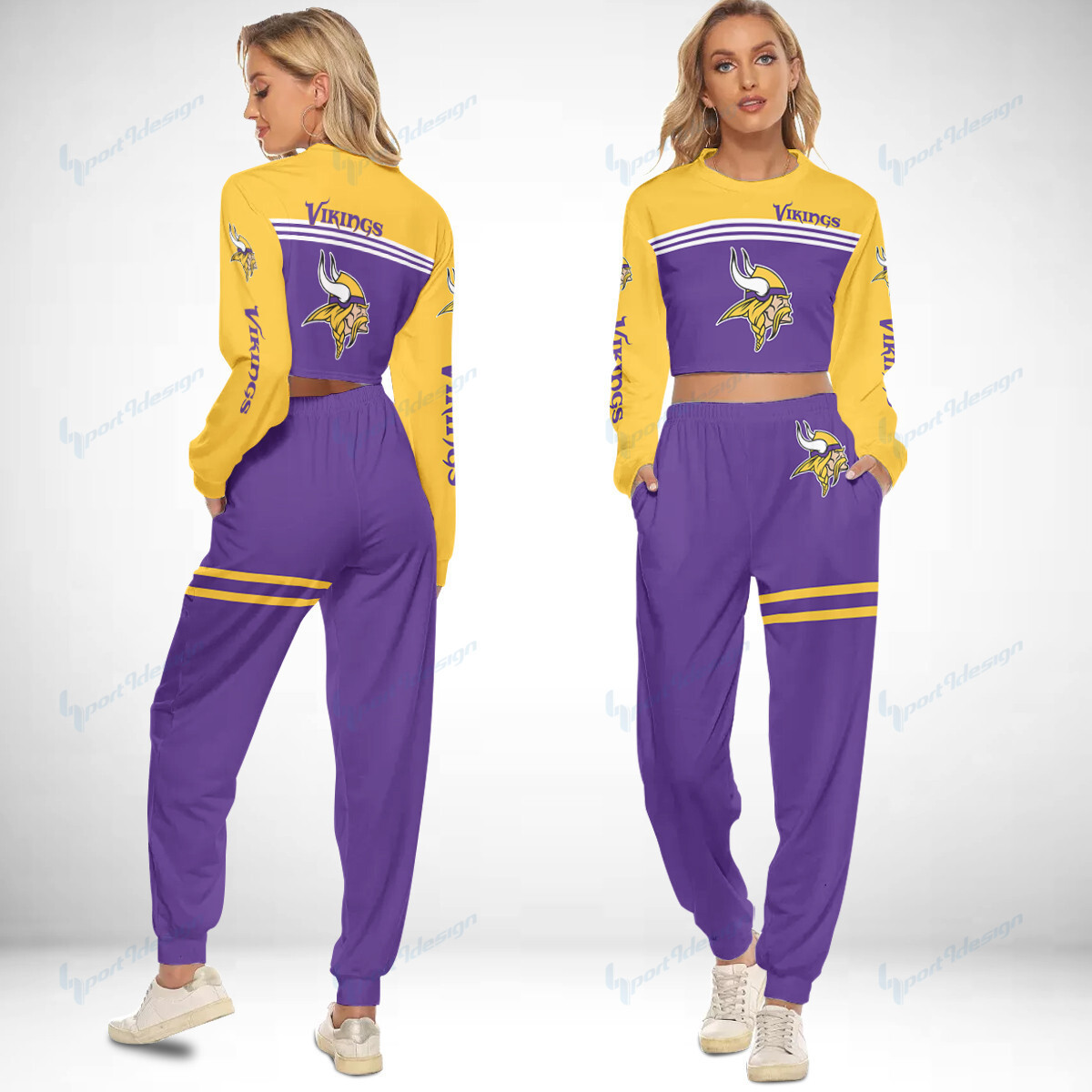 Minnesota Vikings Crop Sweatshirt Suit 8