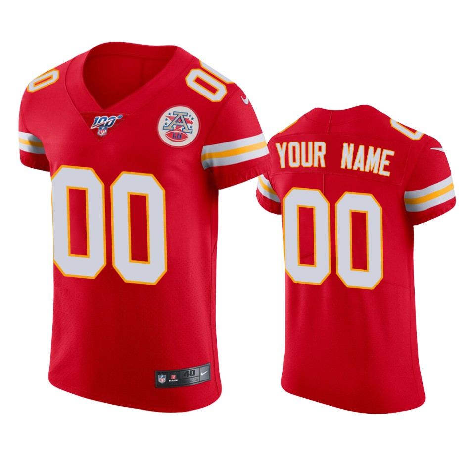 Kansas City Chiefs Custom Red 100Th Season Vapor Elite Jersey