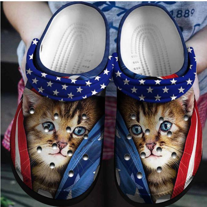 Cute Cat Us Shoe Crocs 4Th Of July – Animal Happy Independence America Crocbland  Clog Birthday Gift For Woman Man