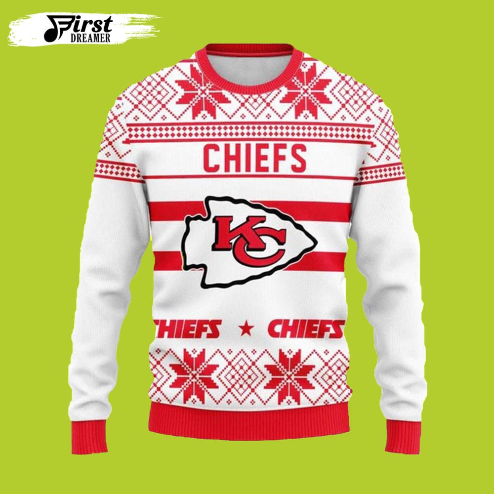 Snowflake Christmas Kansas City Chiefs Gift For Fan Ugly Wool Sweater Christmas