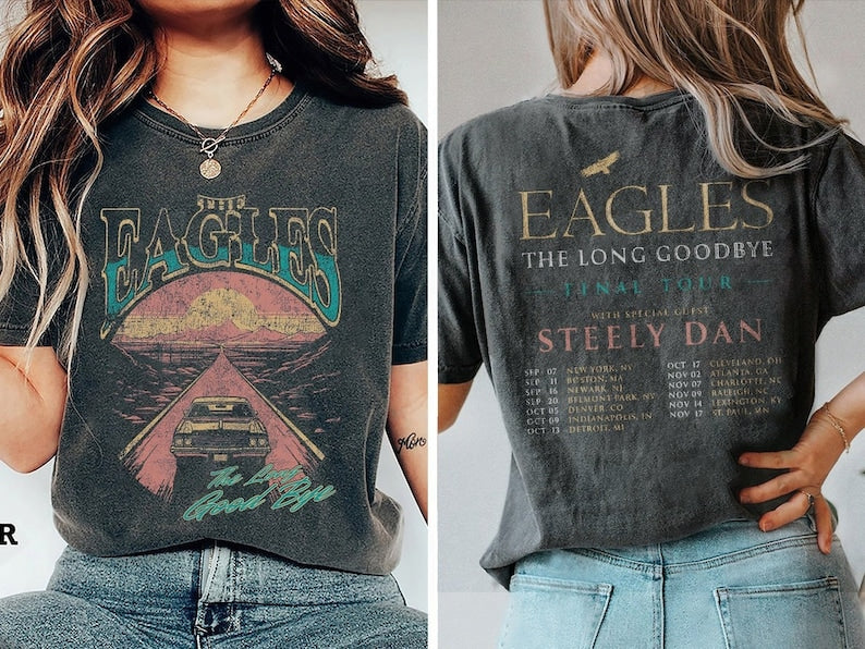 Comfort Colors Eagles Band Tour 2023 2 Sides Shirt,Eagles The Long Goodbye Shirt,Eagles Finals Tour Shirt, Eagles Rock Band Tee,Gift For Fan