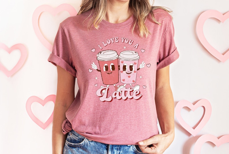 Retro Valentines Day Shirt,Valentines Day Shirts For Woman,Latte Valentine Shirt,Valentines Day Gift,Valentines Coffee Lover Gift,Donut