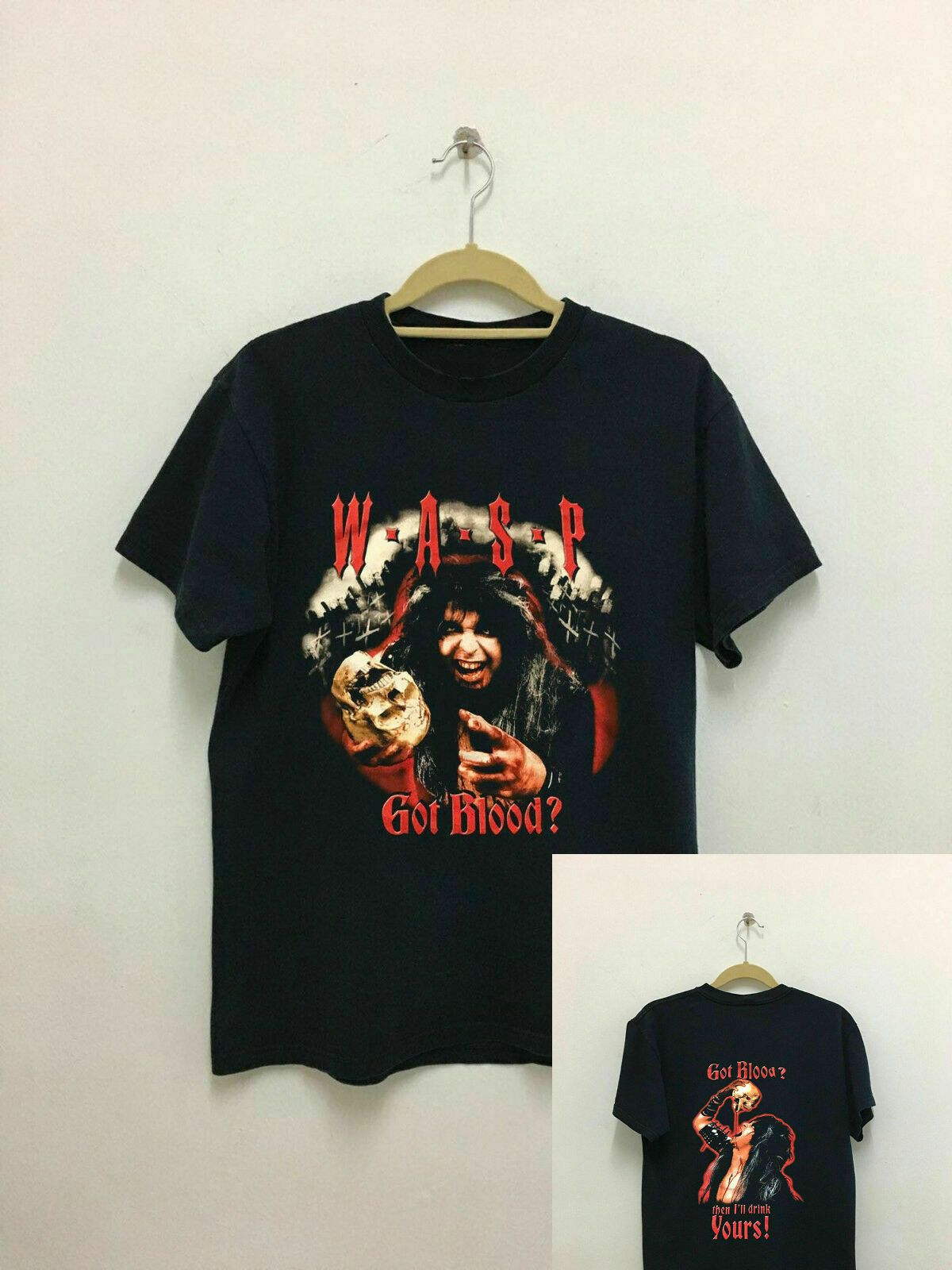 W.A.S.P. Got Blood Old School Wasp Band Tour 90s Vtg Reprint T Shirt Gildan