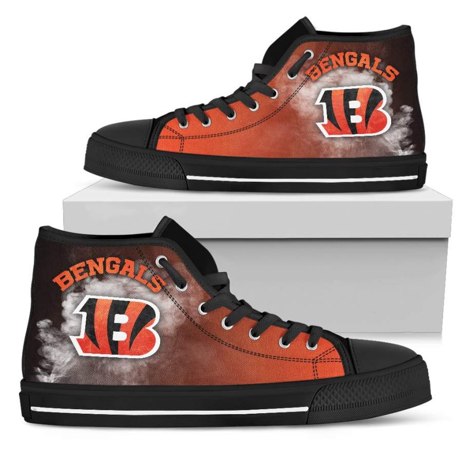 White Smoke Vintage Cincinnati Bengals High Top Shoes