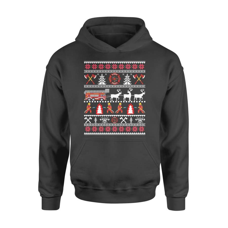 Firefighter Fireman Ugly Christmas Sweater Shirt – Standard Hoodie