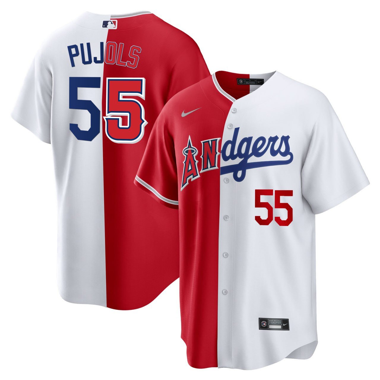 Albert Pujols Split Angels – Dodgers Cool Base Jersey – All Stitched