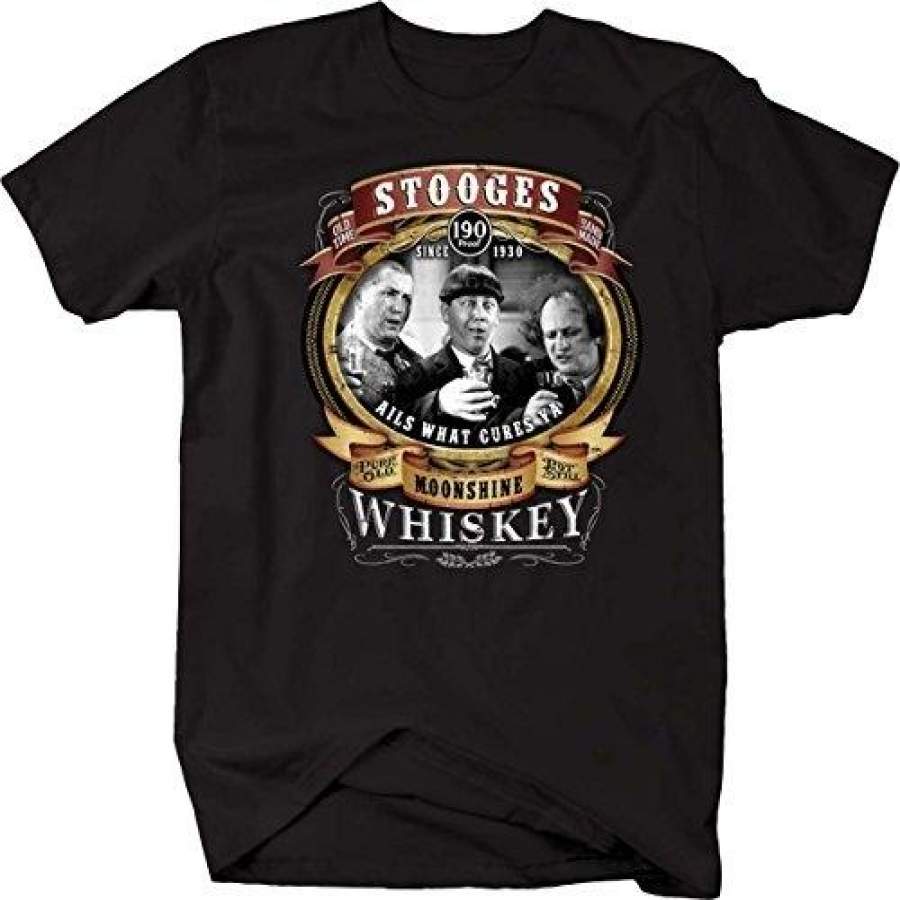 Three Stooges Moonshine Whiskey Vintage T Shirt Fashion Short Sleeved T-Shirts Summer Funny Tee Shirt For Men