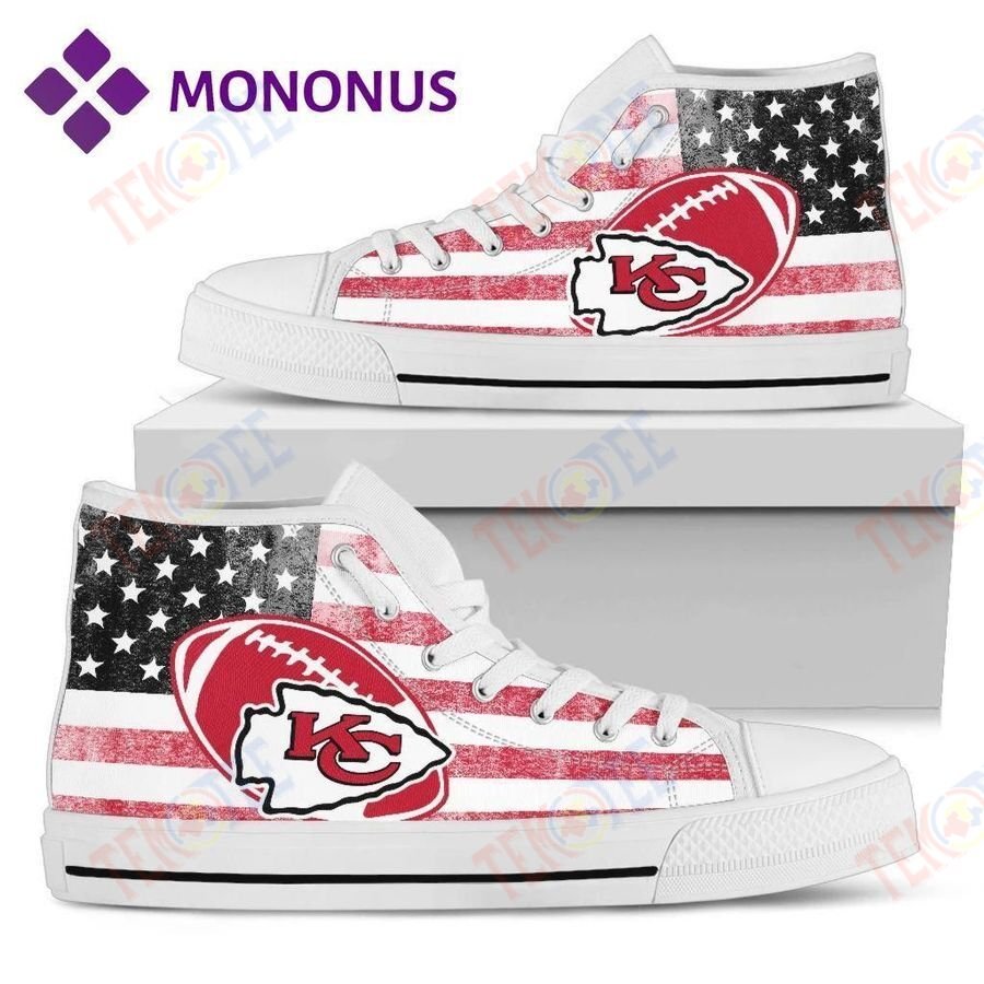 Mens Womens Flag Rugby Kansas City Chiefs High Top Shoes White For Men And Women Nice And Comfortable TDT848