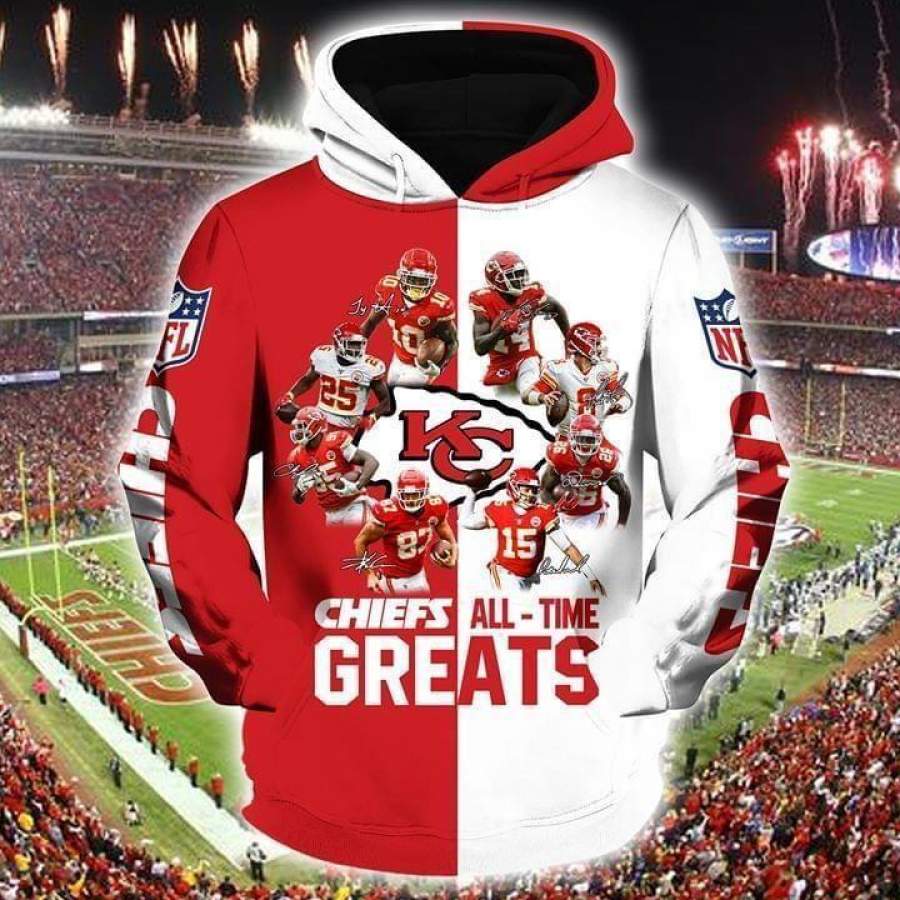 Kansas City Chiefs All Time Greats Players Signatures Printed Hoodie Unisex 3D All Over Print