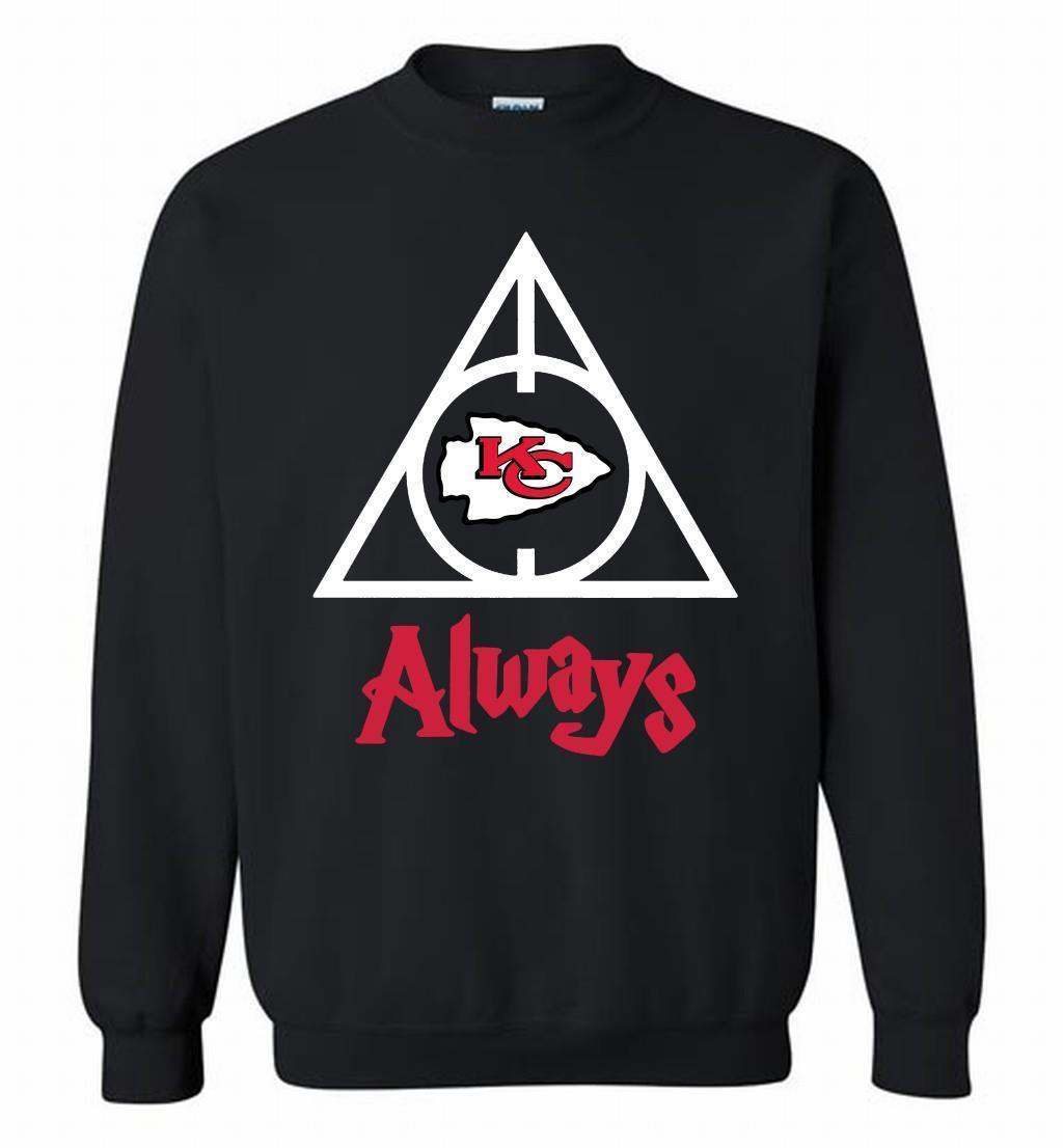 Shop Kansas City Chiefs Deathly Hallows Always Crewneck Sweatshirt