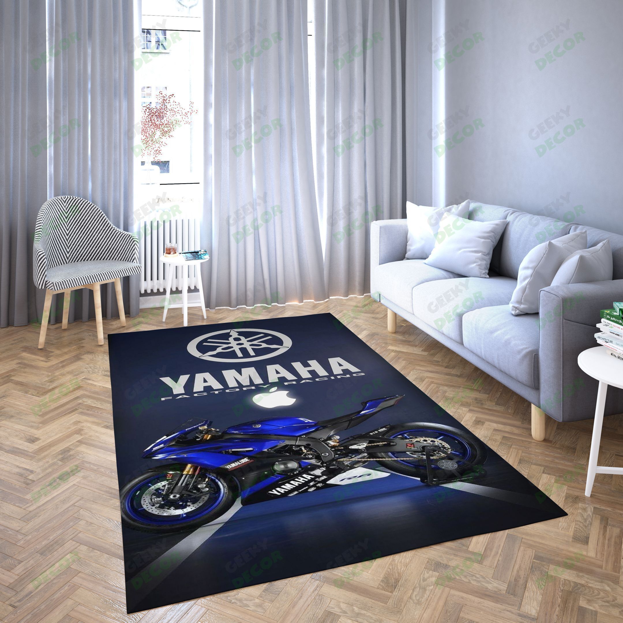 Yamaha Motor Blue Impressive Carpet Living Room Area Rug