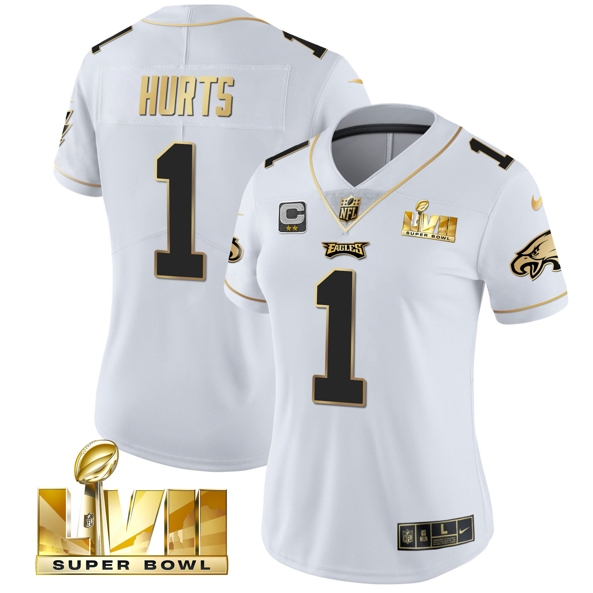 Women’S Eagles Super Bowl Lvii Gold Vapor Jersey – All Stitched