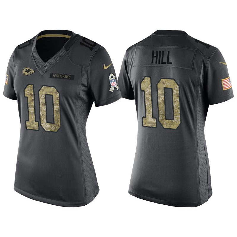 Women’S Kansas City Chiefs #10 Tyreek Hill Anthracite Salute To Service Jersey