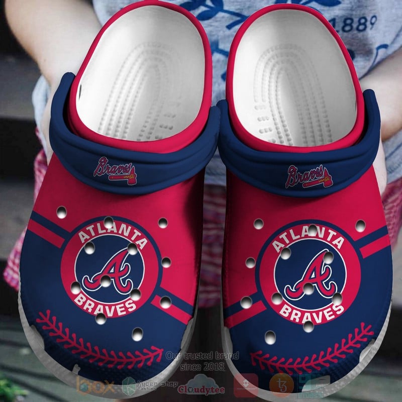 Atlanta Braves Red-Navy Crocss Crocband Shoes