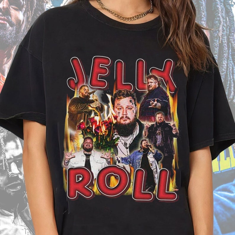 Jelly Roll 90S Rap Concert T-Shirt L Jelly Roll Bull Skull Country Western Concert T-Shirt L Jelly Roll Save Me Cowhide Country